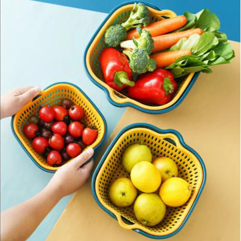 

Plastic Storage Basket For Kitchen Accessories Multifunction Fruit Filter Colander Wholesale Vegetable Strainer
