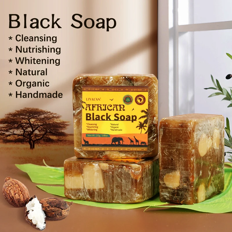 

Private Label Skin Care Handmade Organic Shea Butter Face Treatment Acne Moisturizing African Black Soap Beauty Body Bath