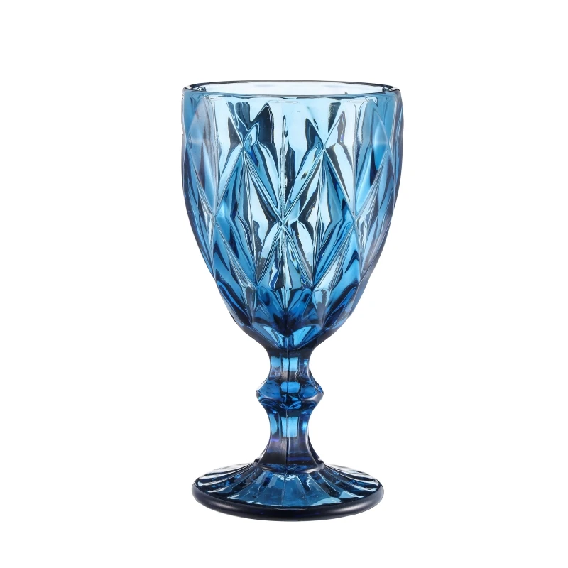 

Manufacturers Red Wine Glass Solid Sky Blue Colored Glass Goblet Wine Glass Blue Goblet, Customized color acceptable