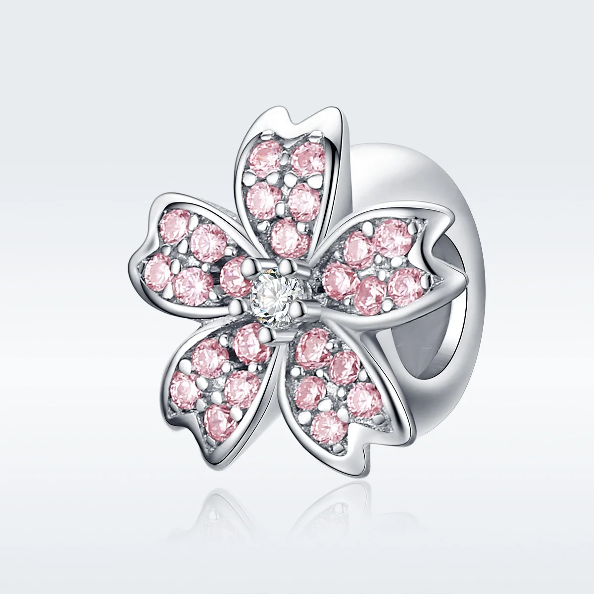 

Pink Cherry blossom Flower Charm Stopper for Women 925 Sterling Silver Charms Bracelet & Bangle European Jewelry