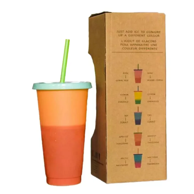

2020 Starback Wholesale Plastic Drink Change Color Cold Cups Mugs Tumblers Sets with Straws and Lids, Changing color(customized color)