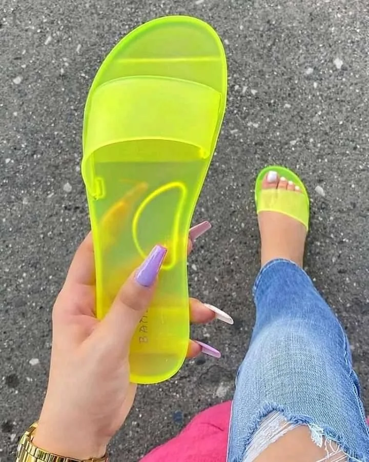 

women clear summer cute jelly slides sandals candy color fruit jelly slippers sandals shoes for ladies 2020, 5 color options