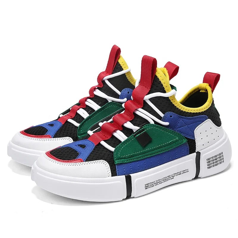 

2020 New design colorful male Mesh Suede Breathable Skateboarding sport shoes Men's Fashion sneakers