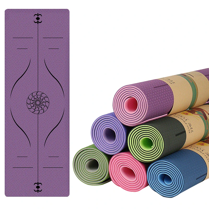 

Multi color anti fatigue private label double layer light weight washable TPE yoga mat, 6 colors