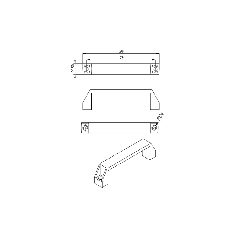 Black 180mm Plastic Door Handle Furniture Handle For Aluminium