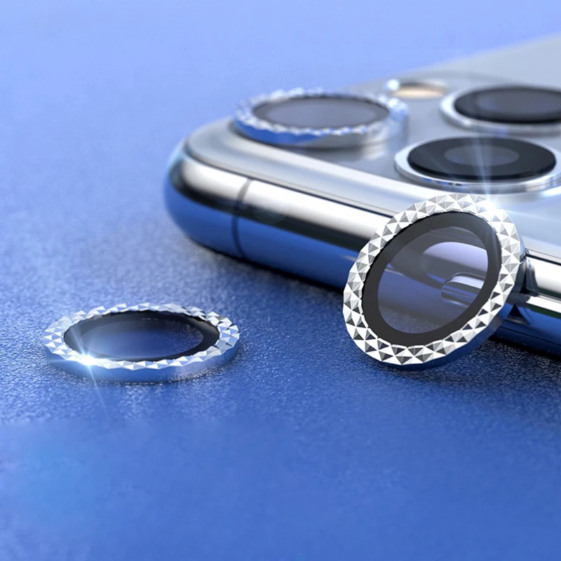 

Full Cover Tempered Glass Bling Diamond Camera Lens Protector For iPhone 12 11 Pro max Mini, Silver diamond