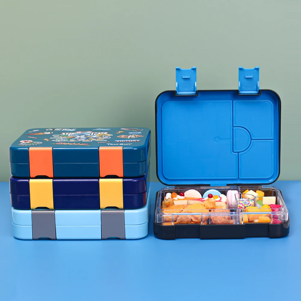 For Toursun 6 Compartment Microwave Safe Bento Lunch Box for Children BPA-Free Plastic Food Container with Plastic Lid Heatable