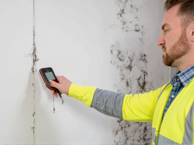 Professional mold inspector testing wall moisture levels