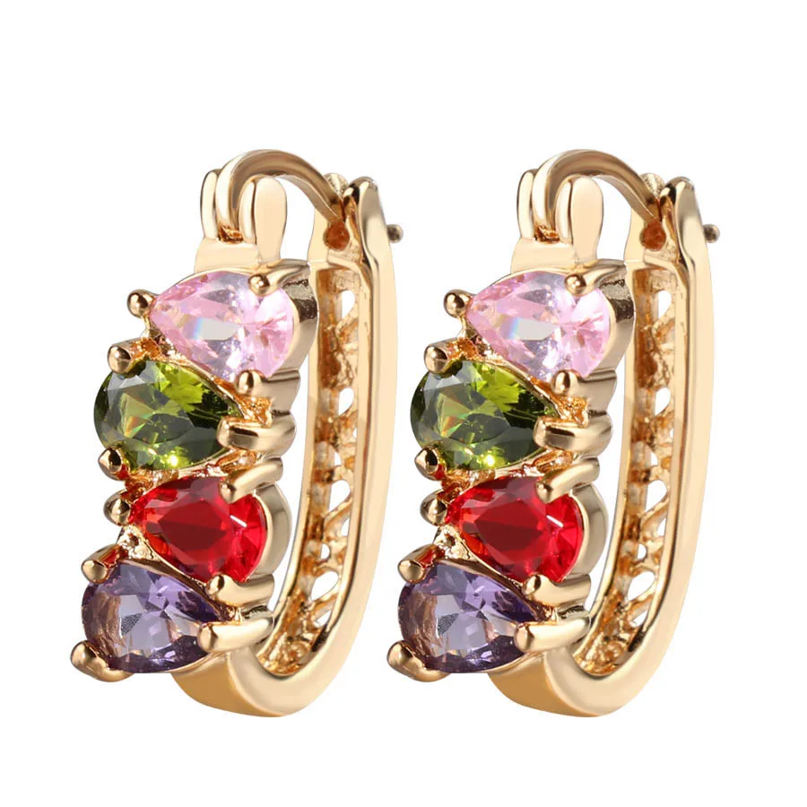 

Kinel Luxury Colorful Earrings For Women Vintage Jewelry Fashion Dubai Gold Water Drop Zircon Party Earrings Christmas Gift