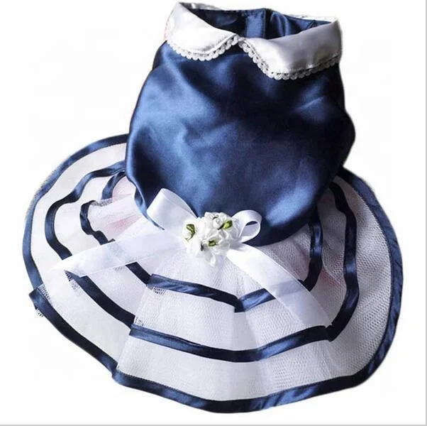
Wholesale Cheap Navy Blue Dress for Pet Summer Tutu Dog Dress 