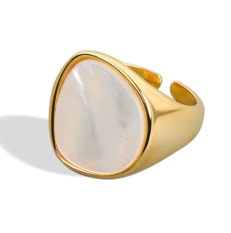 

Lady new desgin geometric shell stone jewelry gold chunky rings