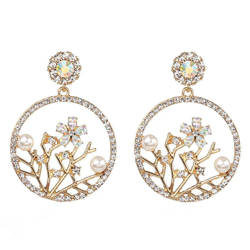 

SH055 Exaggerated European style simple geometric flower Round Earrings