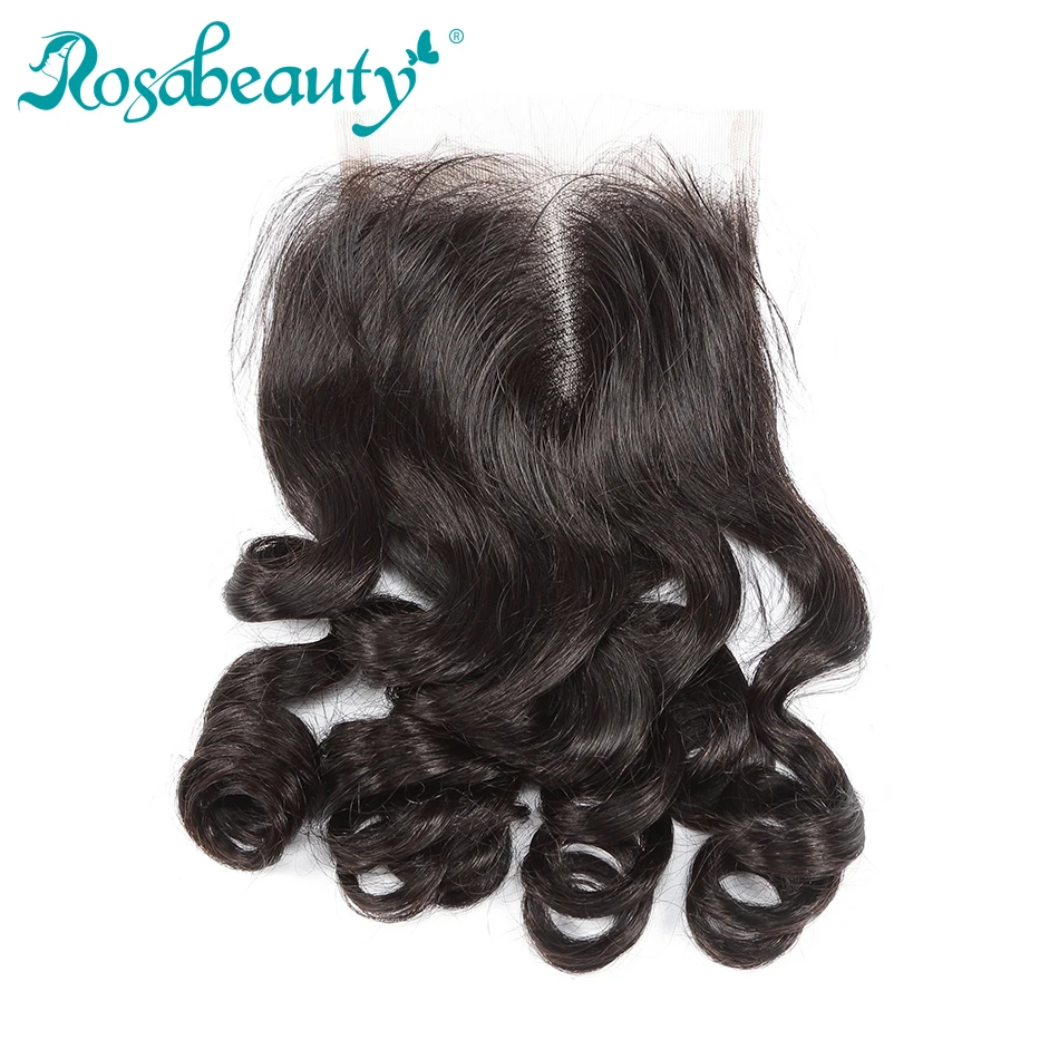 

Rosabeauty Brazilian Remy Hair Lace Closure Loose Wave Human Hair 4X4 Swiss Lace with Baby Hair Shipping Free