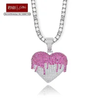 

2020 New heart Pendant Necklace With 5mm Tennis Chain Cuban chain Gold Silver Iced Out Cubic Zirconia Hip Hop Rock Jewelry