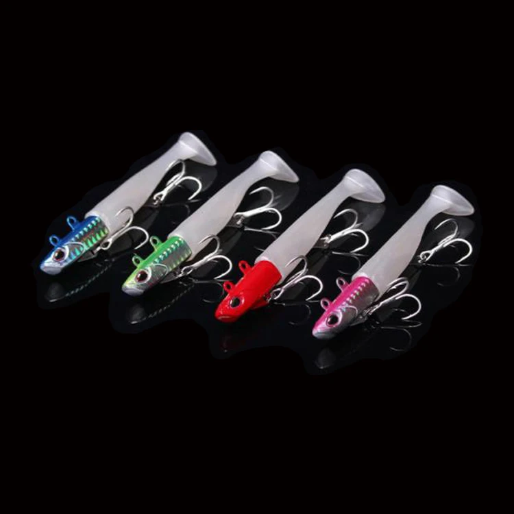 

2020 new design Soft Lure Jig Head Sinking metal Fishing Lures Soft Shad jigging lures for saltwater, 4 colors