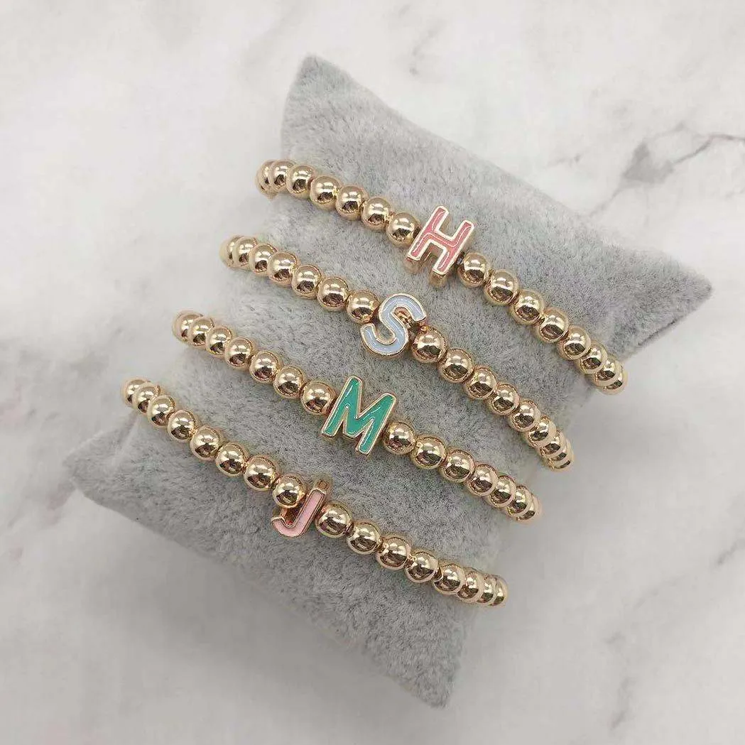 

Initial Gold beads stretch bracelet