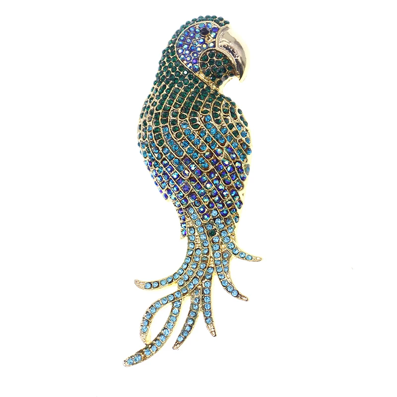 

Vintage Fashion Gold Parrot Bird Brooch Pin Bling Crystal Rhinestone brooch