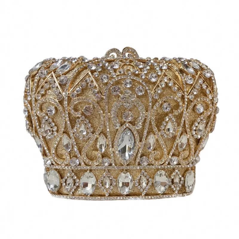 

Handmade Diamonds Crown Shape Clutch Bag Crystal Rhinestone Purse Lady Sequins Evening Handbags/, Blue/gold/silver/rose red