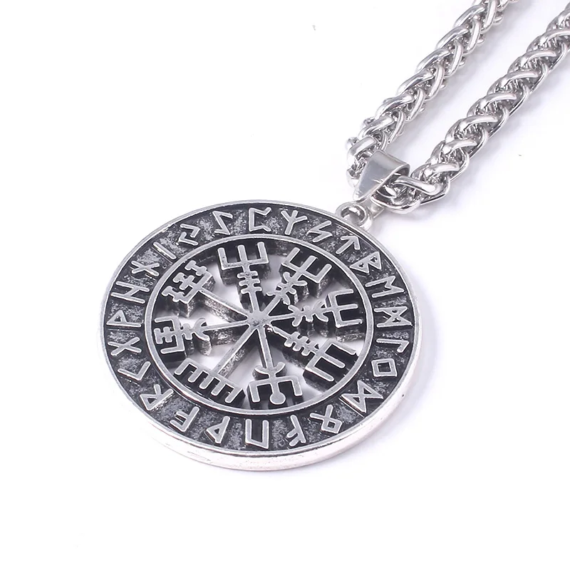

Personalized Vintage Viking Compass Rune Pendant Man Necklace