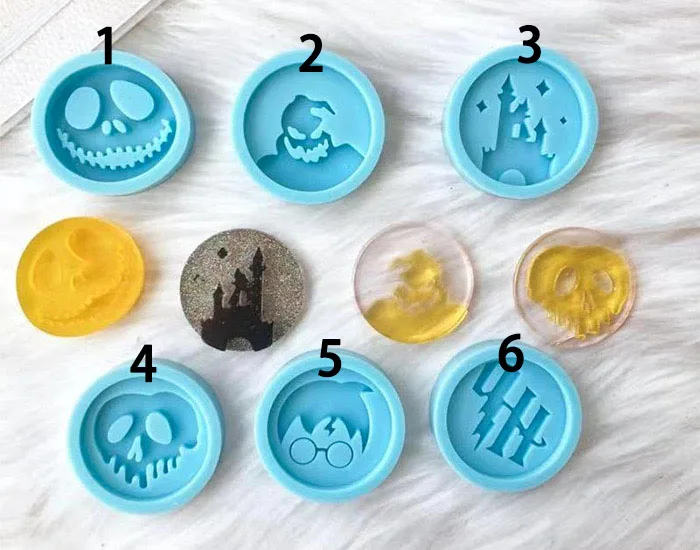 

A128 Free Sample DIY 6 Styles Badge Reel Mold Silicone Harry Potter Halloween Hat Castle Phone Grip Molds