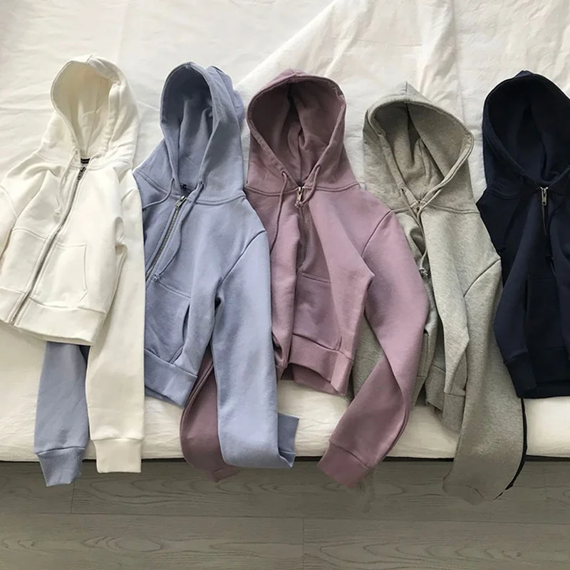 

Fashion Spring Autumn Hoodie Heavy Cotton Hoodies Long Sleeve Short Paragraph Hoodie Jacket, Can provide different swatchbooks to choose colors