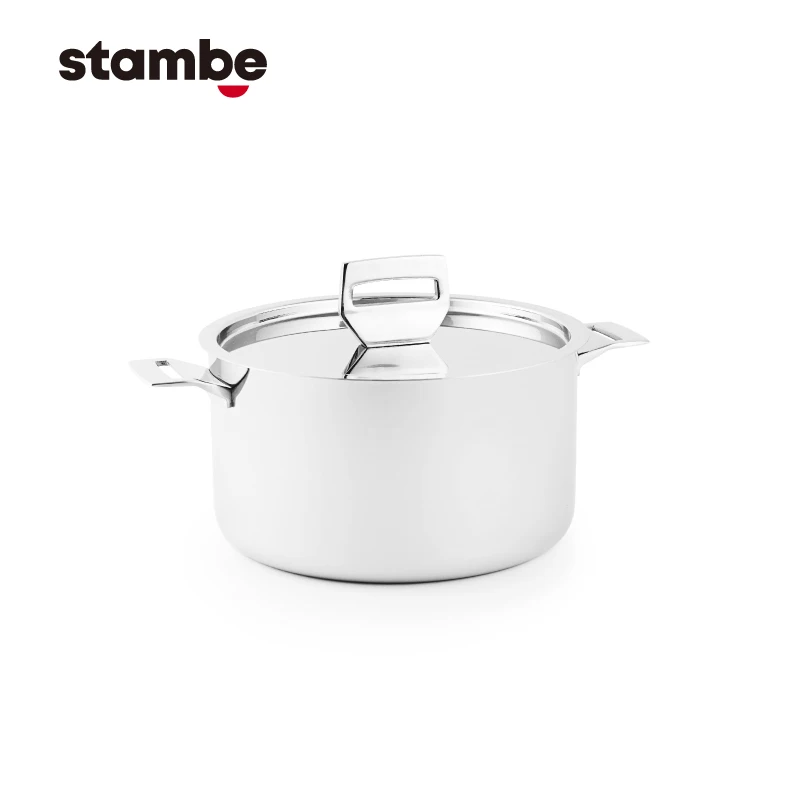 
French design 20cm stainless steel food pan 3ply casserole stewpan with SS lid 