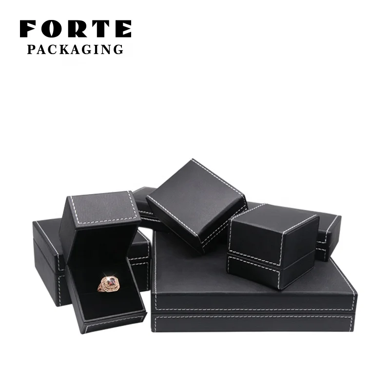 

FORTE luxury black customized different sizes mens accessories box jewelry box packaging leather ring boxes