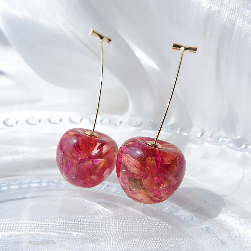 

fashion jewelry trendy drop red fruit cherry earring