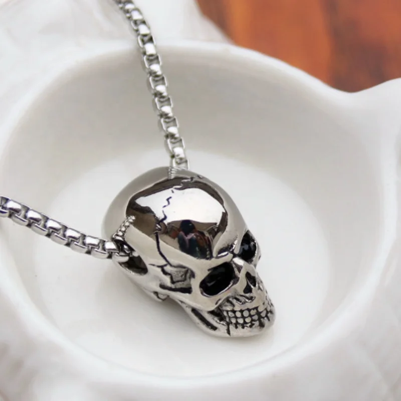 

Punk Trendy Skull Men Necklace Stainless Steel Long Chain Necklaces for Men Boys Hip Hop Halloween Jewelry Boyfriend Gifts Hot, Picture