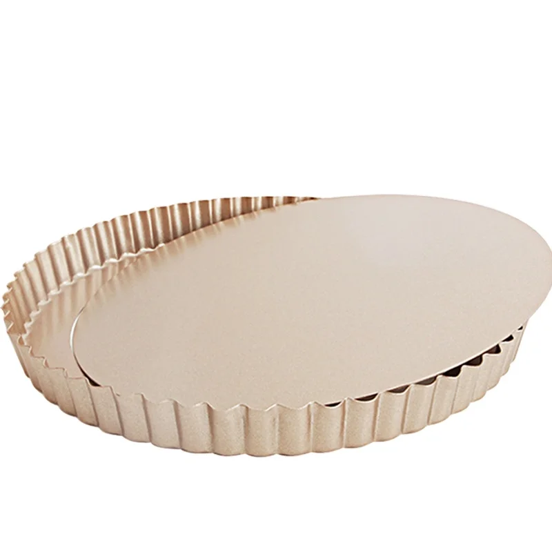 

CHEFMADE Oven 9.5 Inch Non-Stick Round Quiche Pie Tart Pan With Removable Bottom, Champagne gold