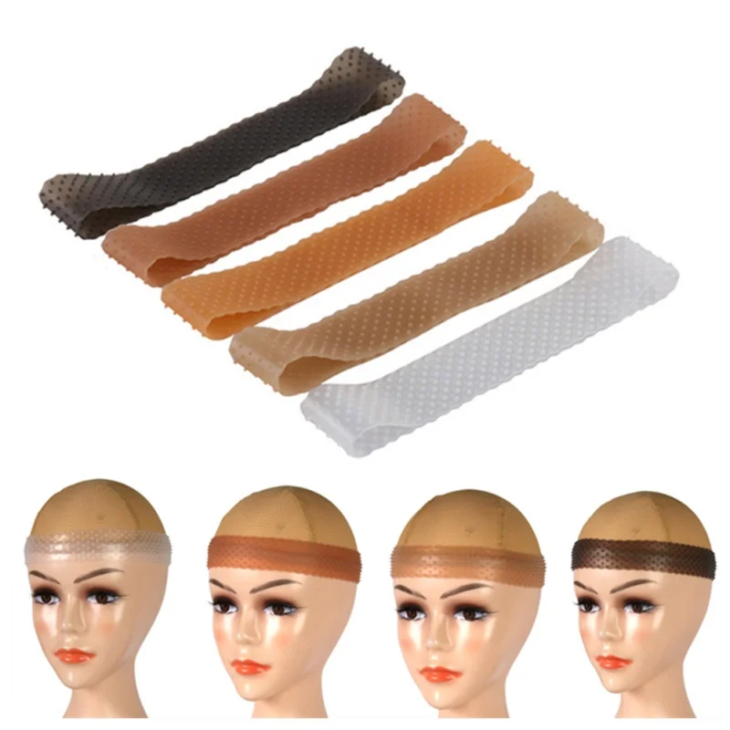 

Amazon Best Selling Transparent Silicone Hairband Soft Adjustable Wig Grip Band Non Slip Silicone Wig Band For Wigs Sports Yoga, Transparent, dark brown, light brown, pink, orange, black