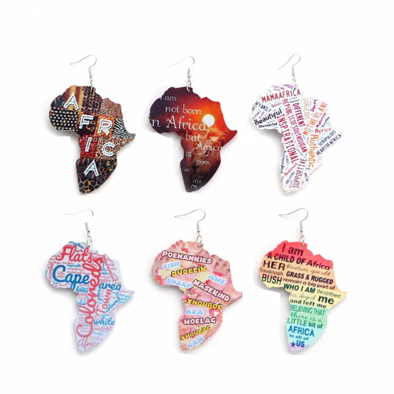 

SH311 New fashion accessories geometric wooden african earrings for women