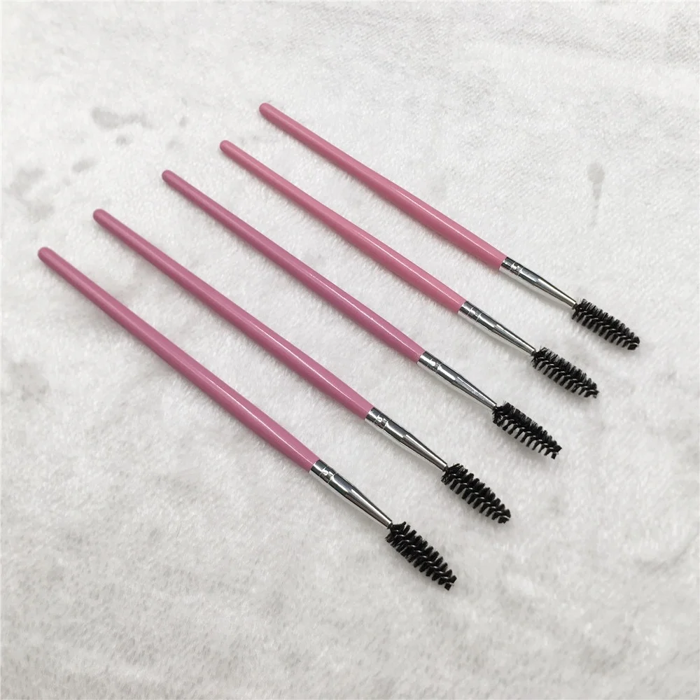 

Single Cute Mascara Spiral Eyelash Curl Brush Makeup Pink Long Wood Handle Beauty Cosmetics Accessories Private Label OEM ODM