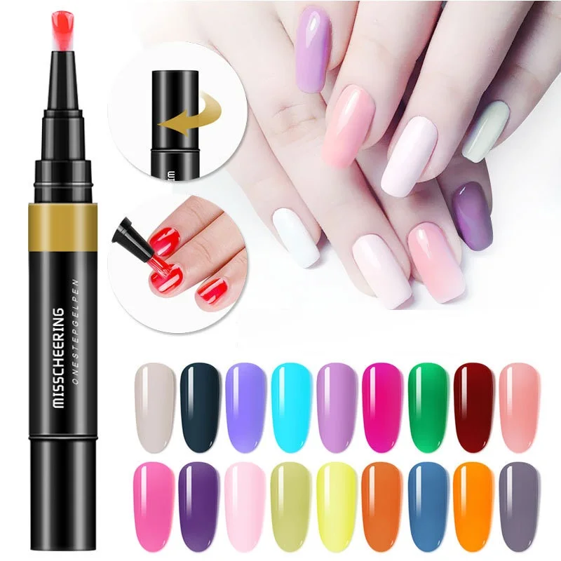 

Fashion trend 24 colors professional nail polish pen 3 in 1 nail gel painting varnish pen one step nail polish