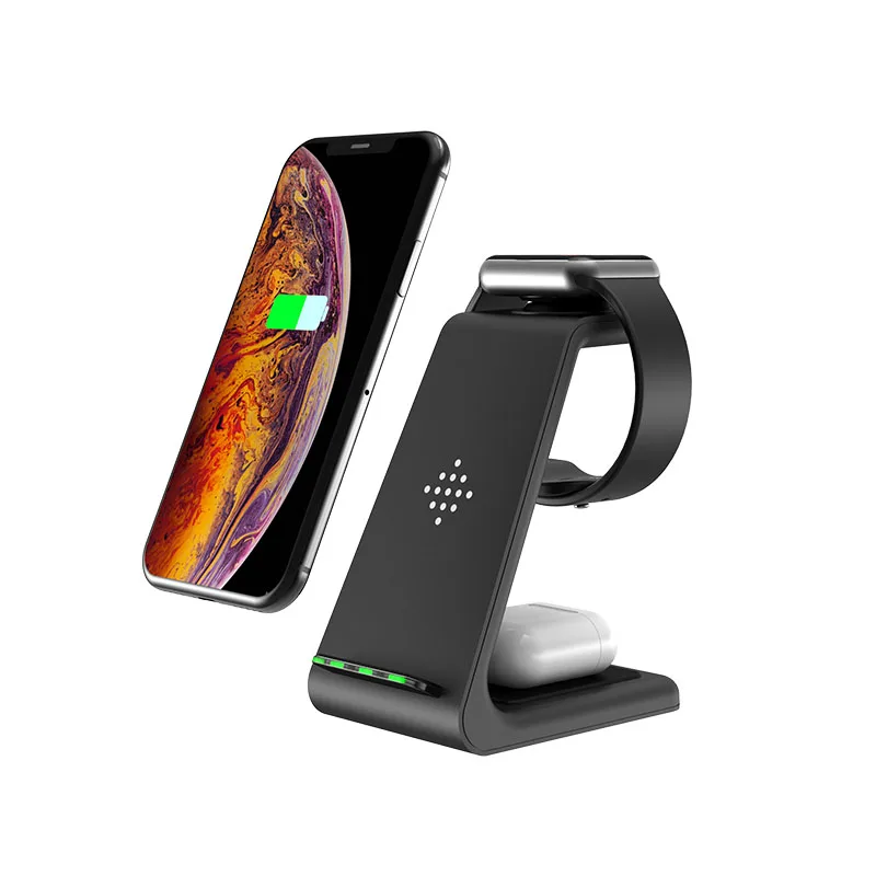 

TIMESS Best Selling Products 2020 New Trending Amazon in USA For Watch earphones 3 in1 Qi Wireless Fast Charger station, Black/ oem