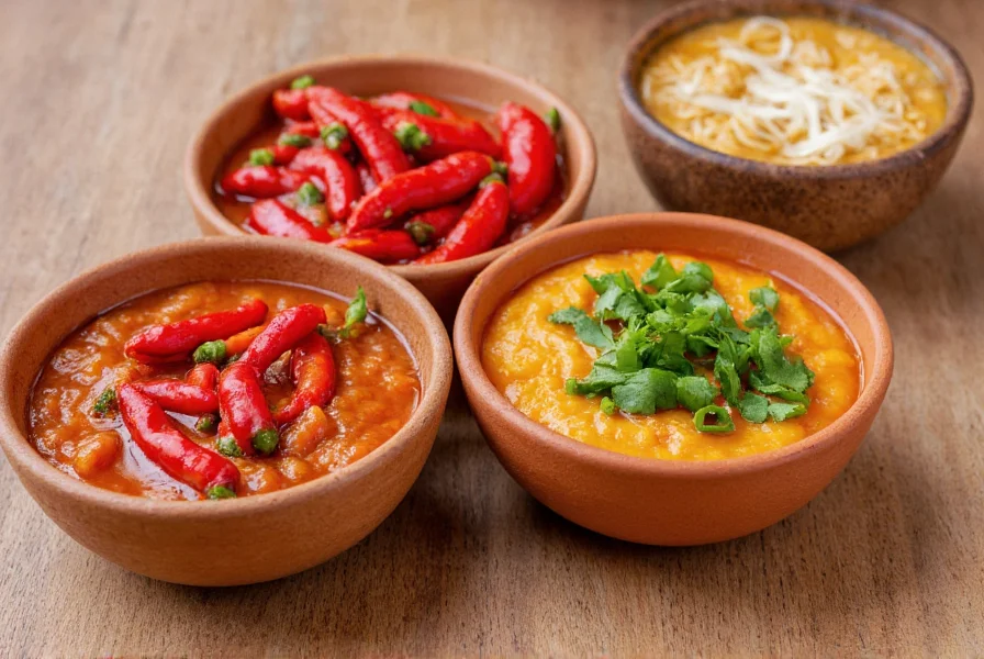 Assortment of international pepper dishes including Spanish padrón peppers, Korean gochujang sauce, and Italian peperonata