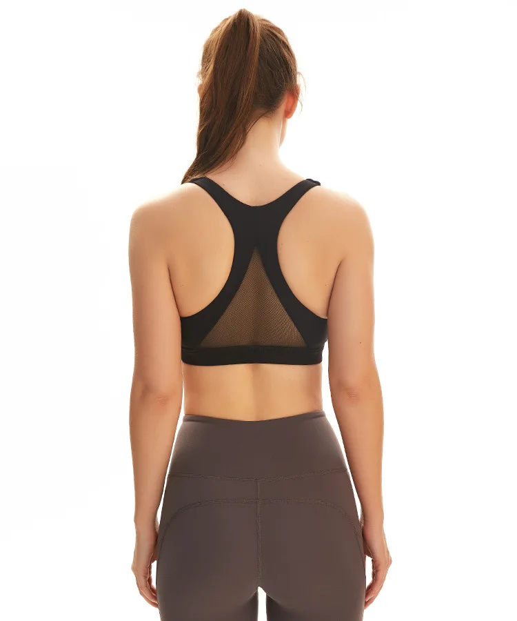 

Wholesale custom private label women sexy mesh sports yoga bra with removable pads
