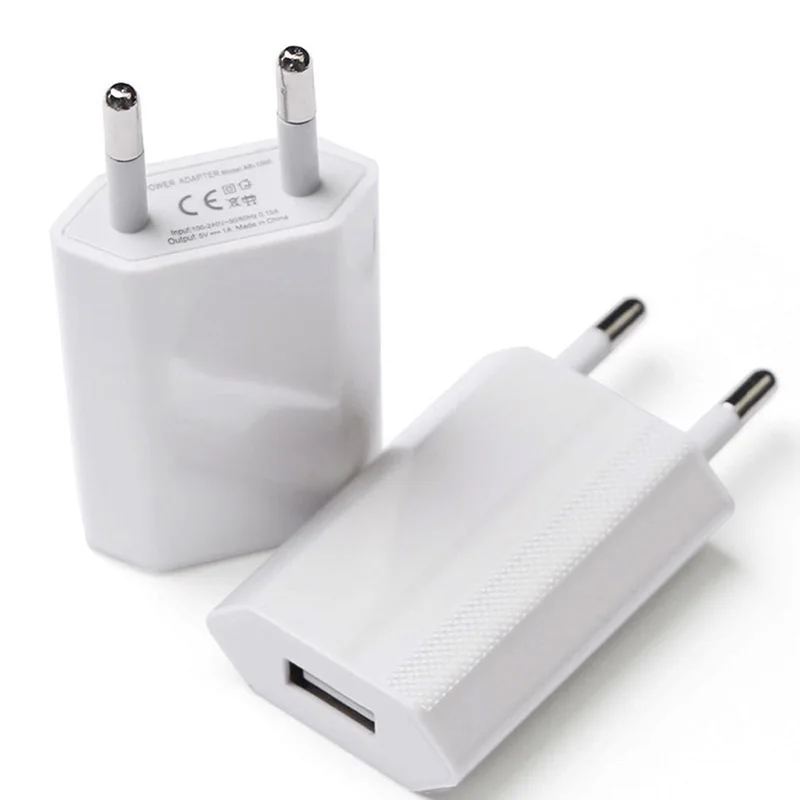 

5V 1A Portable Cell Phone Charger EU Plug Single USB Home Travel Adapter Wall Chargers For Mobile Phone, White /black