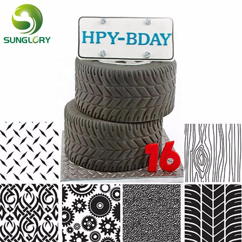 Autres 6pcs Pneu Gateau Texture Mat Sucre Cookie Craft Decoration Fondant Moule Gateau Outils Maison