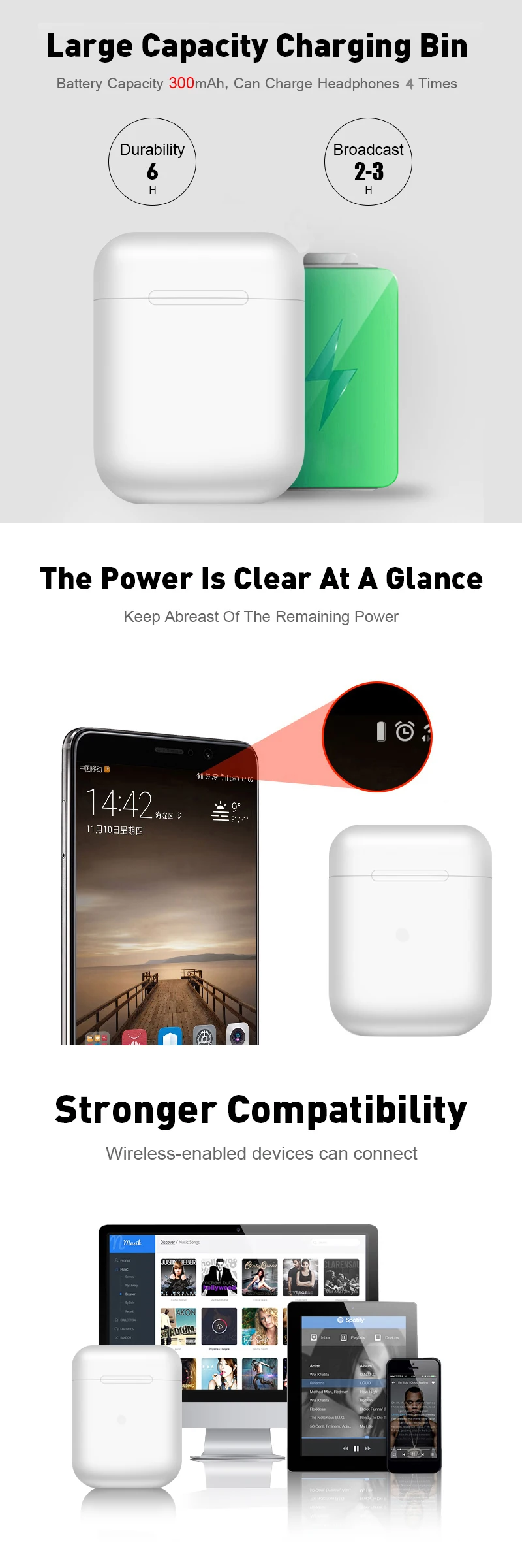 IPX5 Sweat Proof with Awesome Sound Wireless In-ear HIFI Earphone Earbuds i12 for wireless earbuds tws - ANKUX.COM