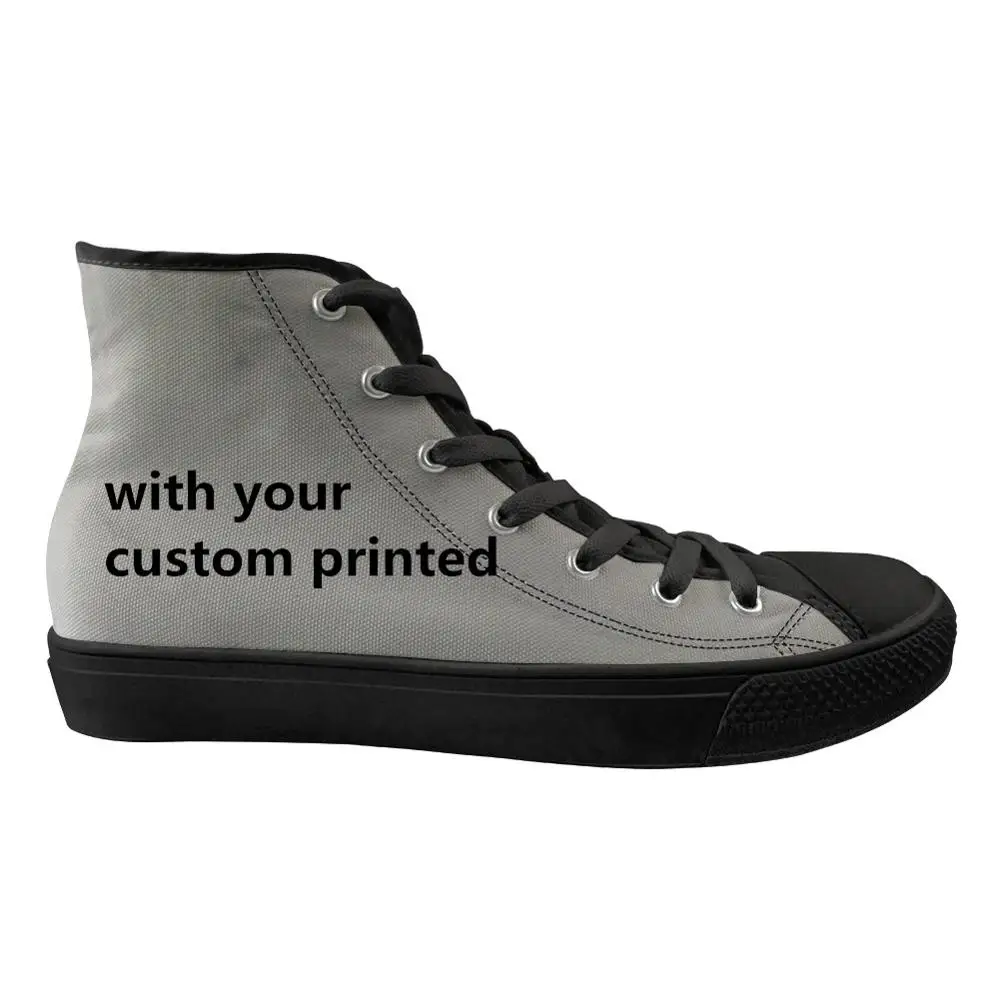 

THIKIN Custom Prints Cool Sneakers Durable Unisex Casual Shoes 3D Skull Pattern High Top Canvas Shoes for Teenager Boy and Girl