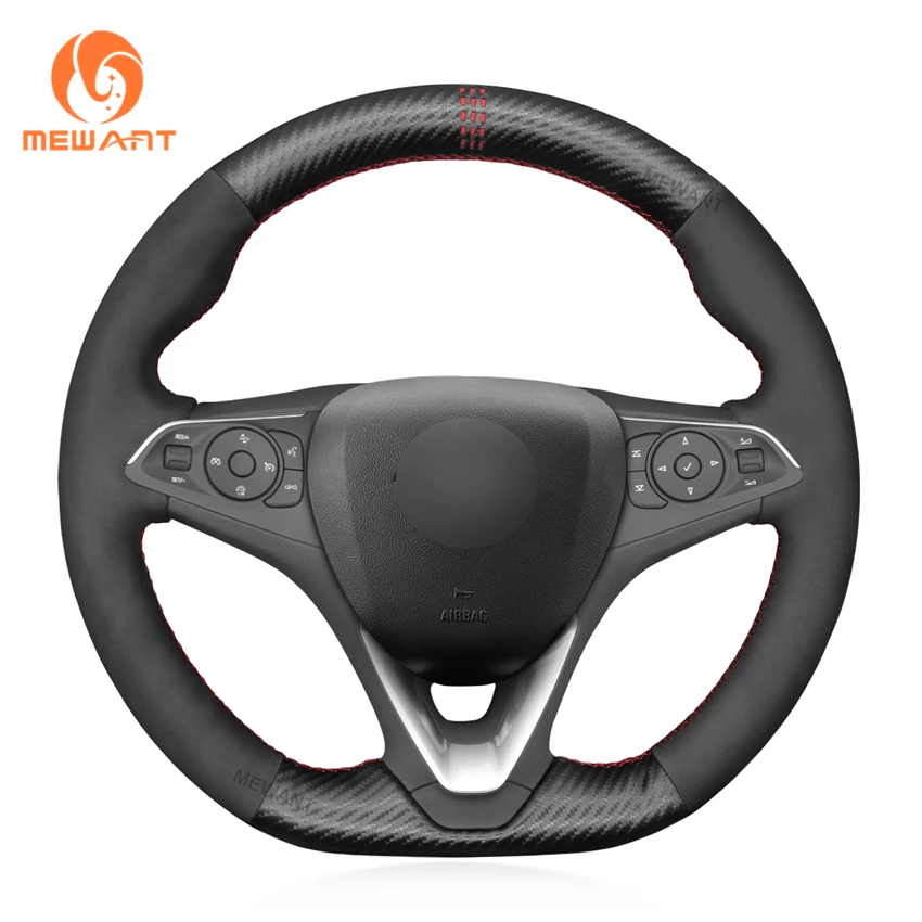 

Hand Stitching Matte Carbon Suede Steering Wheel Cover for Opel Vauxhall Astra K Corsa E OPC VXR Grandland X Mokka 2015-2021