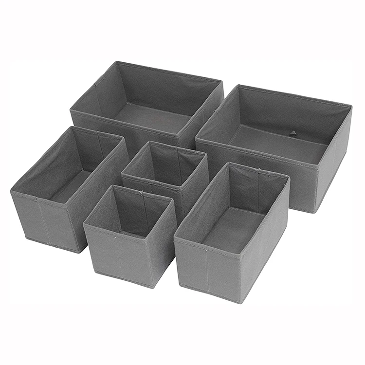 

6pcs Medium Gray Underwear Drawer Divider Storage Box for Bedroom, Customized color