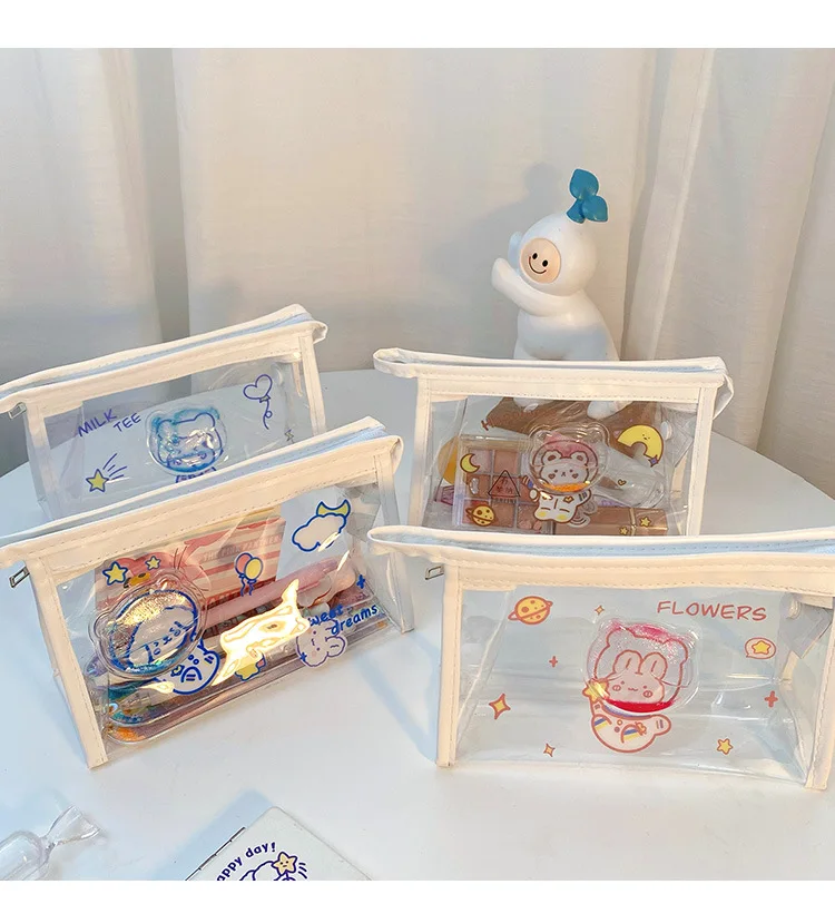 

2022 Designer Oem Low Moq Fun Girly Waterproof Pvc Clear Transparent Make Up Pouch Cosmetic Bags Daily With Zipper, Picture