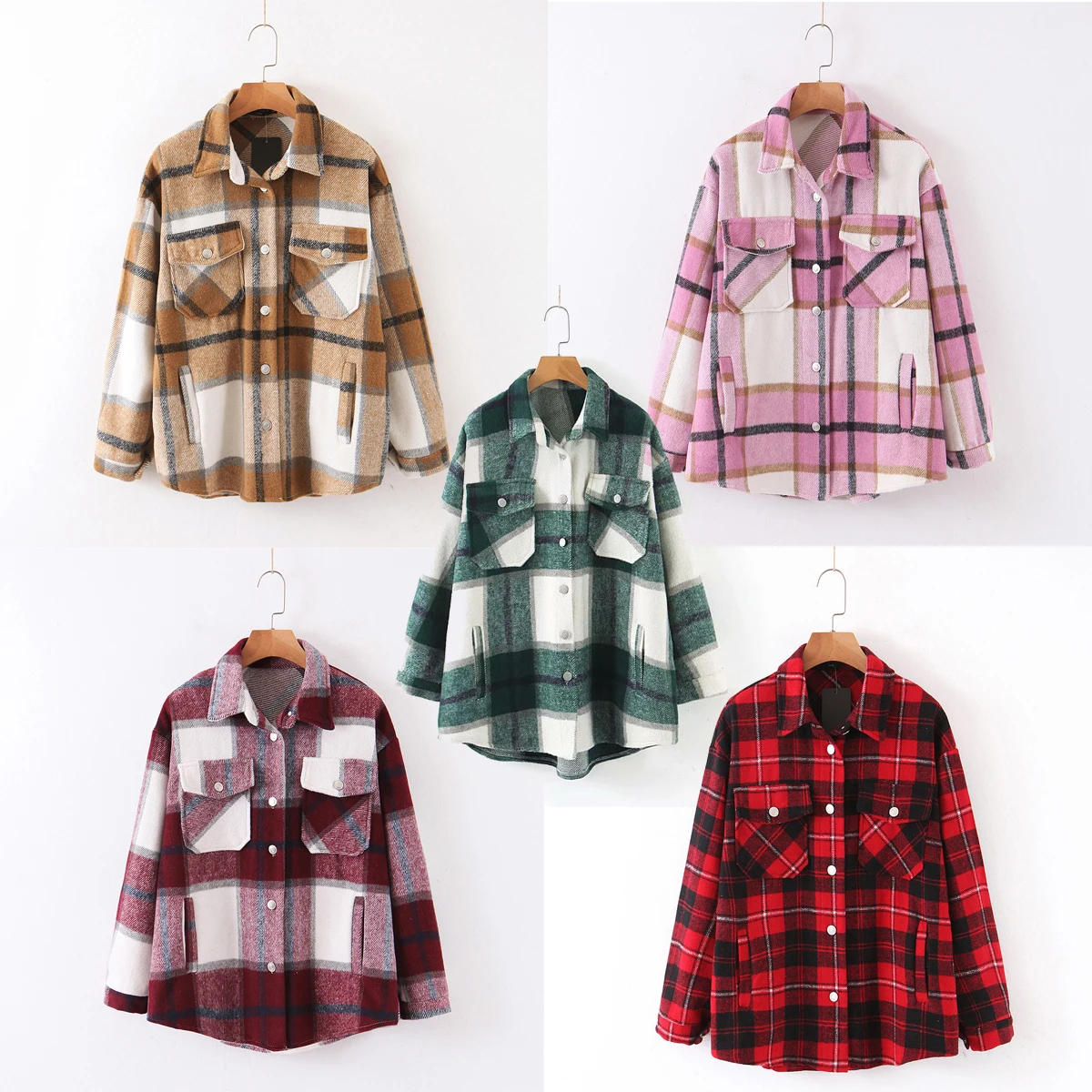 

Flannel plus size long sleeve women blouse casual velvet women plaid button down shirt blouse