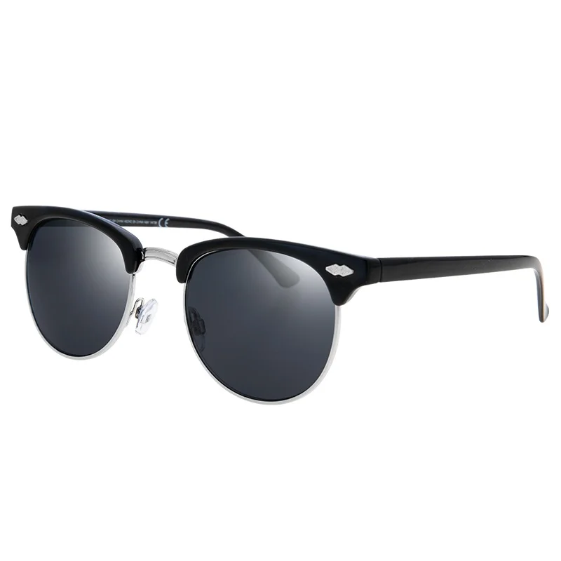 

KUAN FASHION Brand 2019 Designer Sunglass Black Half Frame Round Men Women retro Sunglasses frame glasses