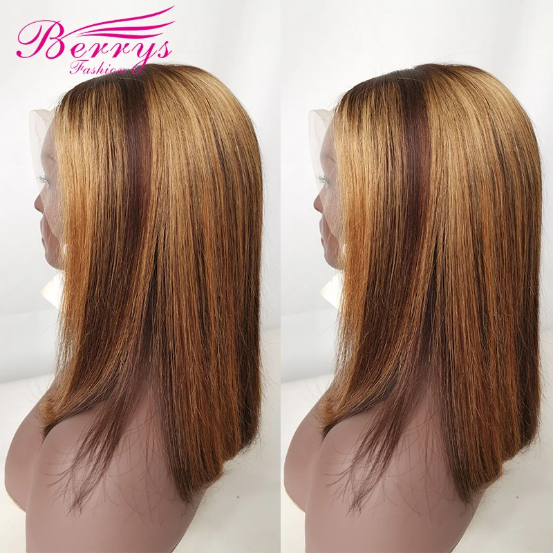 

Cheap Highlight Bob P4/27 Colored Transparent Lace 13X6 Human Hair Wig Mink Brazilian Hair Wig Short Bob Wigs For Black Women