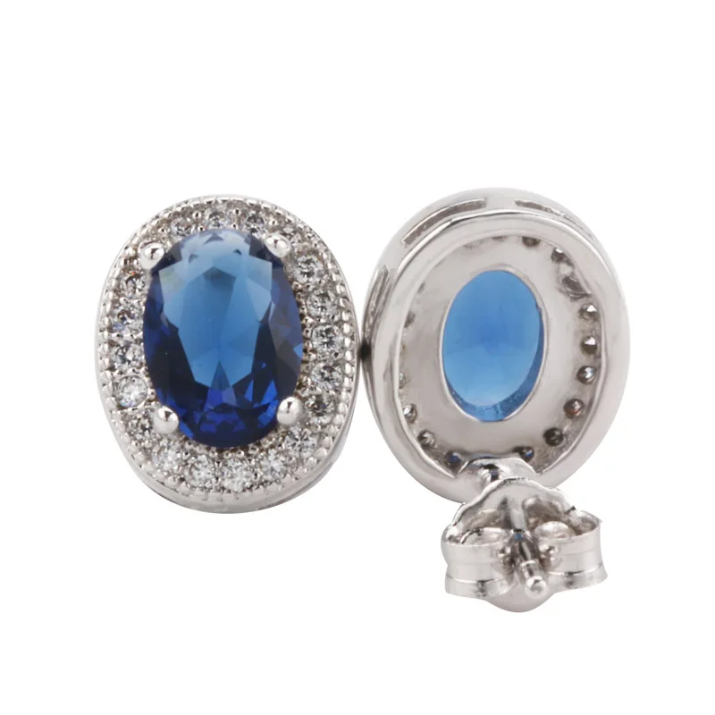 

High-quality women's earrings blue, green and yellow colored diamonds, classic light luxury women's earrings, zircon ear jewelry, Blue/yellow/green/oem