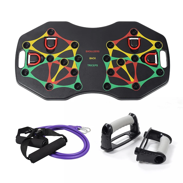 

27 in 1 Home Gym Body Building Push Up Board With Resistance Bands, Black+red