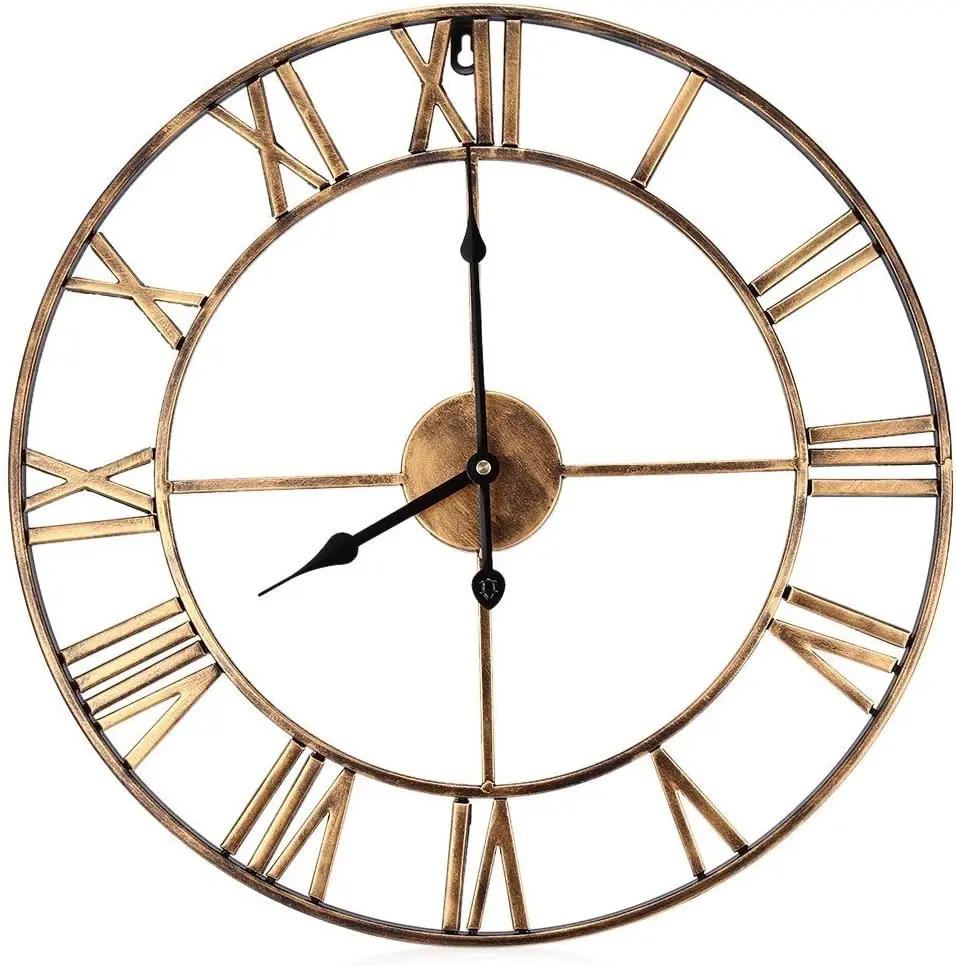 

24 inch moden classical interior metal frame art clock, European industrial old large iron wall clock, Customized color